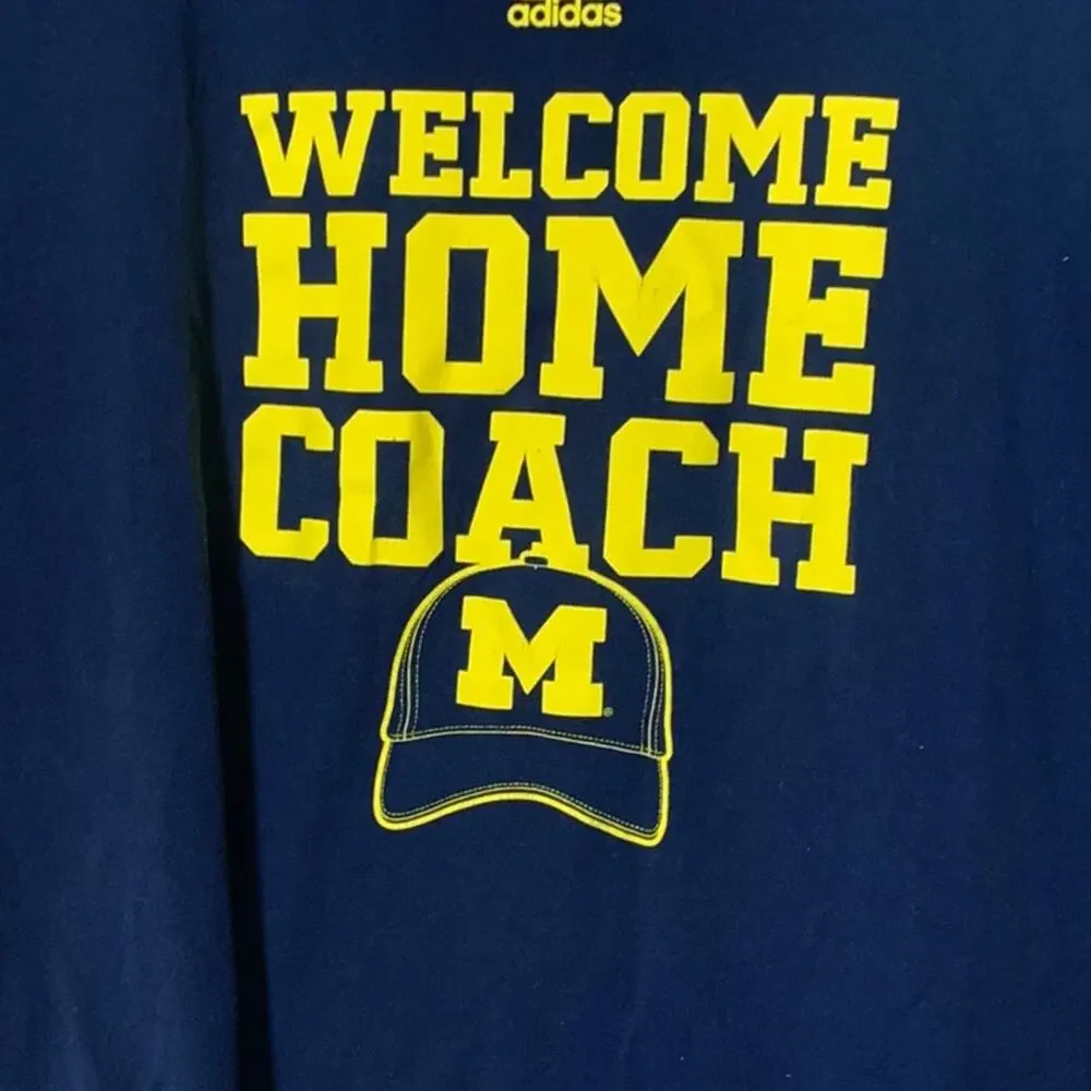 Adidas Michigan Wolverines Welcome Home Coach T Shirt Mens L Harbaugh Football